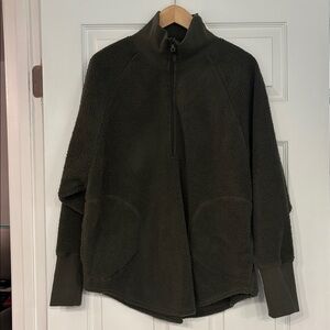 Offline by Aerie Sherpa Quarter Zip Fleece in Army Green, size Small